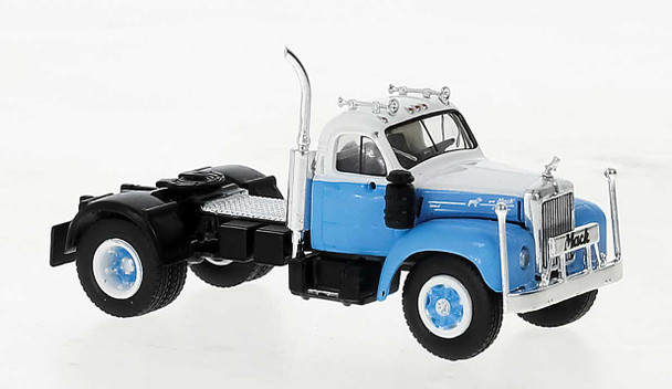 Brekina 85976 - 1953-1966 Mack B61 Tractor Only - Assembled Blue, White   - HO Scale