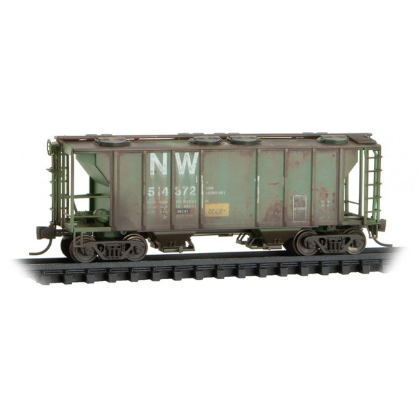 Micro-Trains Line 09544110 - PS-2 2 Bay Covered Hopper Norfolk & Western (NW) 514372 (Weathered) - N Scale