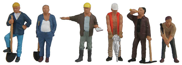 Walthers SceneMaster 949-6022 - Construction Workers pkg(6) - Set #1  - HO Scale