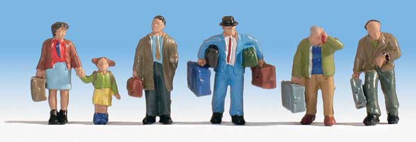 Walthers SceneMaster 949-6060 - Travelers with Luggage pkg(5)  - HO Scale