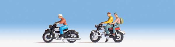 Walthers SceneMaster 949-6061 - Motorcyclists - 3 Riders and 2 Bikes  - HO Scale