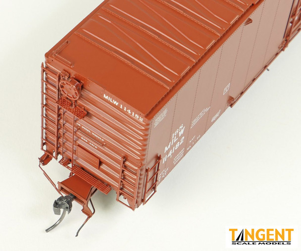 Tangent Scale Models 33014-02 - Greenville 6,000CuFt 60′ Double Door Box Car Milwaukee Road (MILW) 114180 - HO Scale