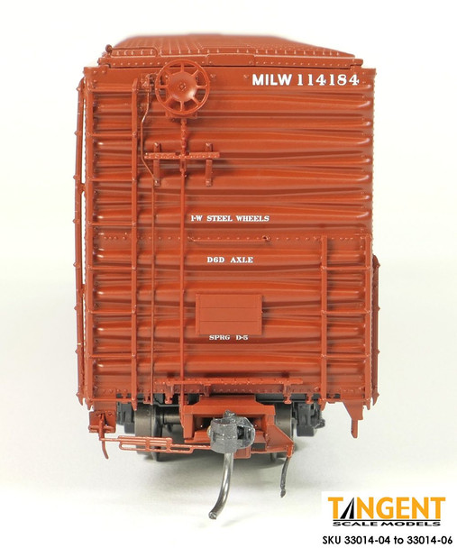 Tangent Scale Models 33014-06 - Greenville 6,000CuFt 60′ Double Door Box Car Milwaukee Road (MILW) 114185 - HO Scale