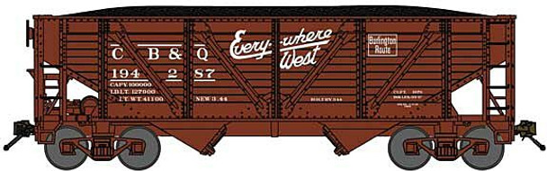 Bluford Shops 63138 - 2-Bay War Emergency Composite Hopper w/ Coal Load Chicago, Burlington & Quincy (CB&Q) 194474 - N Scale