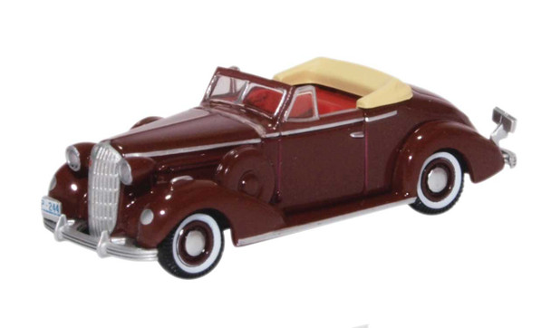 Oxford Diecast 87BS36003 - 1936 Buick Special Convertible Cardinal Maroon - HO Scale