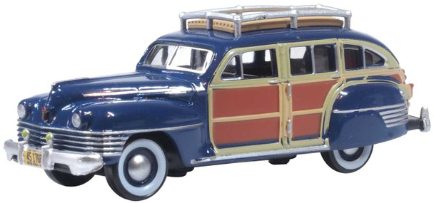 Oxford Diecast 87CB42002 - 1942 Chrysler Town and Country Station Wagon South Sea Blue, Woody - HO Scale