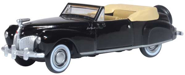 Oxford Diecast 87LC41006 - 1941 Lincoln Continental Convertible Top Down (black, tan) - HO Scale