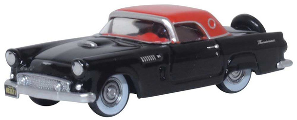 Oxford Diecast 87TH56008 - 1956 Ford Thunderbird Raven Black, Fiesta Red - HO Scale