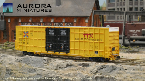 Aurora Miniatures 306012 - 7550 cf 60' Plate F Boxcar TTX (TBOX) 642993 - HO Scale