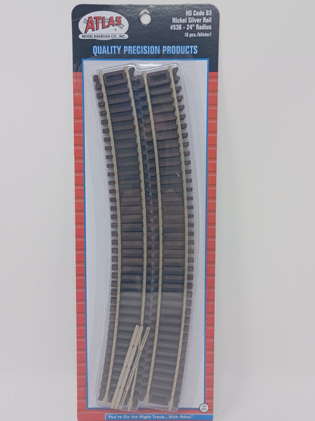 Atlas 536 - Code 83 24" Radius Curve 6 pcs  - HO Scale