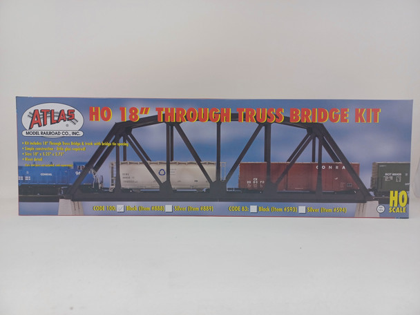 Atlas 888 - Code 100 18" Through Truss Bridge Black  - HO Scale Kit