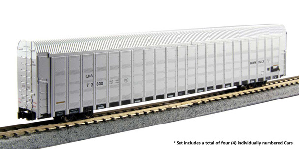 Kato 106-5509 - Aluminum Enclosed Auto Carrier 4-Pack Canadian National (CN) 712846, 712849, 712853, 712952 - N Scale