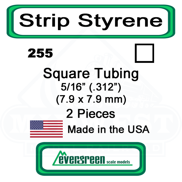 Evergreen 255 -  Square Tubing 5/16" (.312)