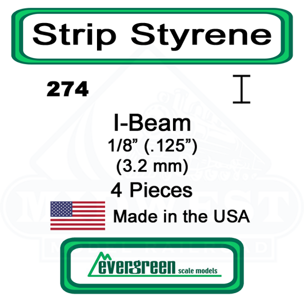 Evergreen 274 -  Styrene I-Beam .125"