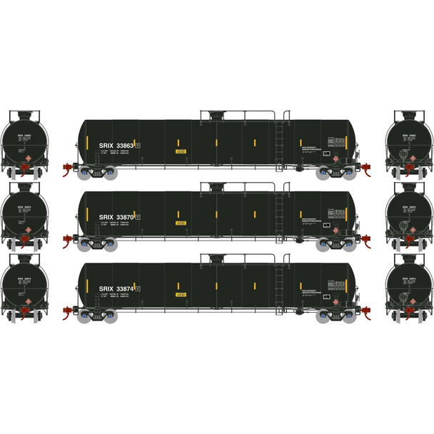 Athearn Genesis 25599 - 33,900-Gallon LPG Tank Car (3) Southwest Rail Industries (SRIX) 33863, 33870, 33874 - HO Scale