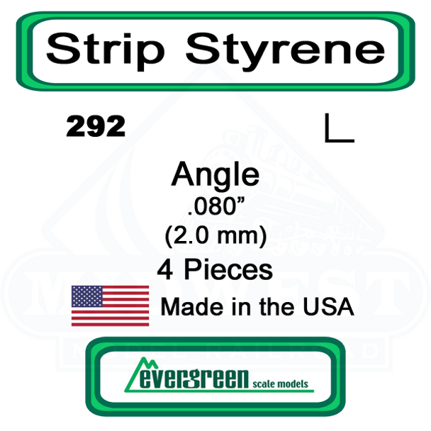 Evergreen 292 -  Styrene Angle .080"