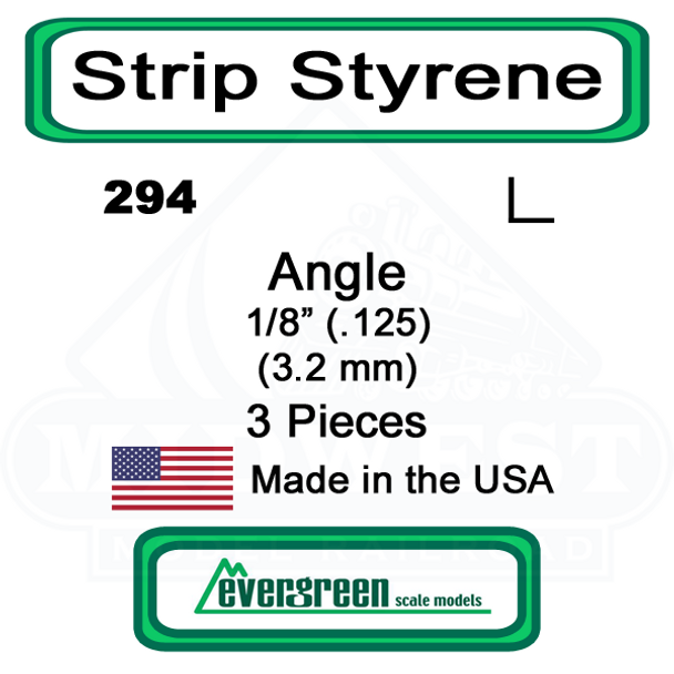 Evergreen 294 -  Styrene Angle .125"