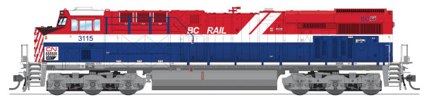 Broadway Limited 8555 - GE ES44AC (Stealth Series) DC Silent Canadian National (CN) 3115 BC Rail Heritage - HO Scale