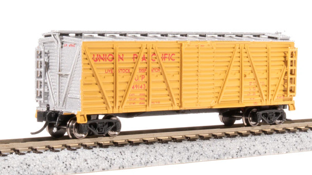 Broadway Limited 8456 - 40' Wood Stock Car, Cattle Sounds Union Pacific (UP) 49143 - N Scale
