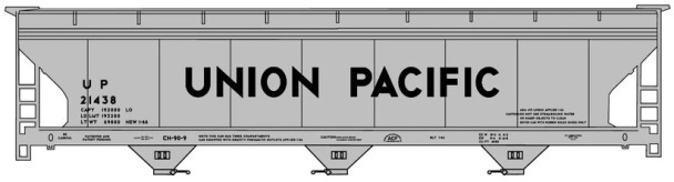 Accurail 81661 - 3-Bay ACF Hopper Union Pacific (UP) Random road number from 3-Car Set - HO Scale Kit