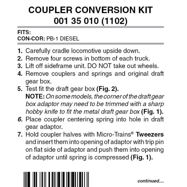 Micro-Trains Line 001 35 010 - Locomotive Coupler Conversion Kit Con-Cor PB-1(1102)  - N Scale
