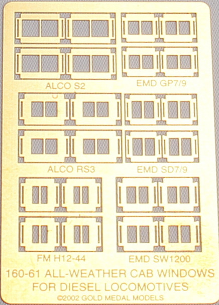 Gold Medal Models 160-61 - All Weather Diesel Locomotive Cab WIndows - N Scale