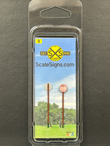 ScaleSigns N-2505C - Stop Sign - Faded w/ Pole  - N Scale