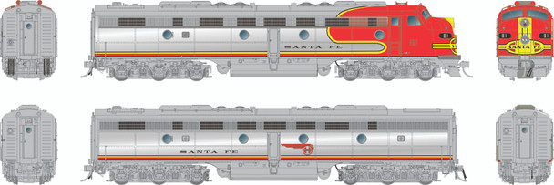 PRE-ORDER: Rapido 28574 - EMD E8A + E8B w/ DCC and Sound Atchison, Topeka and Santa Fe (ATSF) 81L + 81A - HO Scale