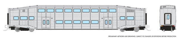 PRE-ORDER: Rapido 546096 - Bilevel Commuter Car Early Version (Series I) Undecorated  - N Scale