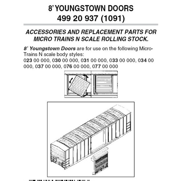 Micro-Trains Line 499 20 937 - 8' Youngstown Doors (12 pieces) (1091)  - N Scale