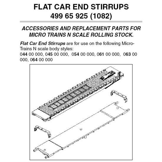 Micro-Trains Line 499 65 925 - Flat Car End Stirrups (12 pieces) (1082)  - N Scale