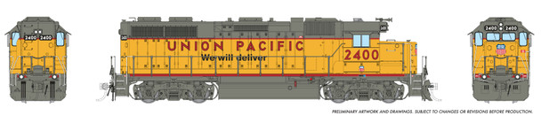 PRE-ORDER: Rapido 38072 - EMD GP38 (DC Silent) Union Pacific (UP) 2400 - HO Scale
