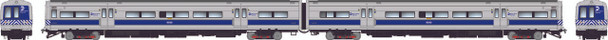 PRE-ORDER: Rapido 207561 - Budd M3A Set (DCC and Sound) Metro North Commuter Railroad (MNCR) Striped Ends w/ Headlight: #8062 + 8063 - HO Scale