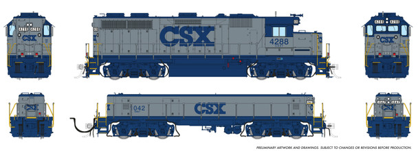 PRE-ORDER: Rapido 39025 - EMD GP39 Mother+Slug (DC Silent) CSX (CSXT) #4288 + #1042 - HO Scale