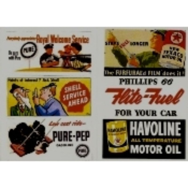 JL Innovative 165 - Gas Station/Oil Billboard Signs 1950s(6)    - HO Scale Kit