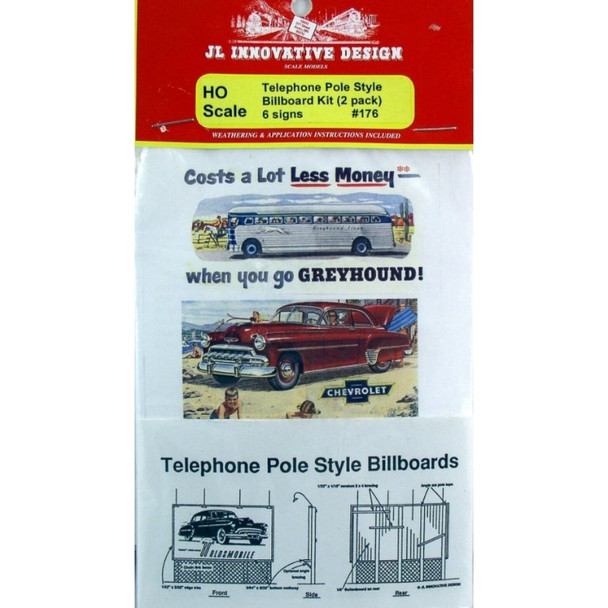 JL Innovative 176 - 2 Telephone Pole Billboard/Signs    - HO Scale