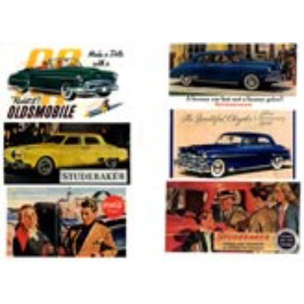 JL Innovative 188 - 6 Automobile Theme Signs for Billboards 40's    - HO Scale