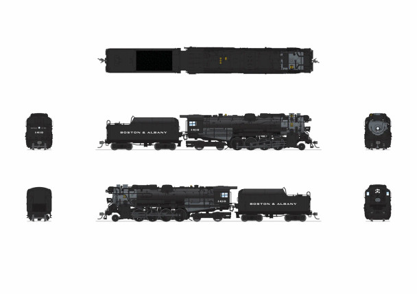 PRE-ORDER: Broadway Limited 9603 - Lima 2-8-4 A1a (DC Silent) Boston & Albany 1410 Early 1940's Appearance - HO Scale