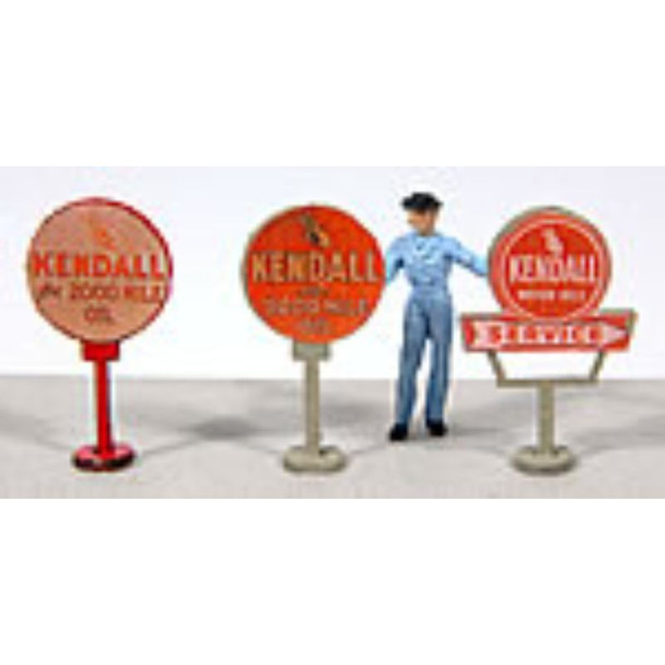 JL Innovative 474 - Vintage Gas Station Curb Signs Kendall    - HO Scale