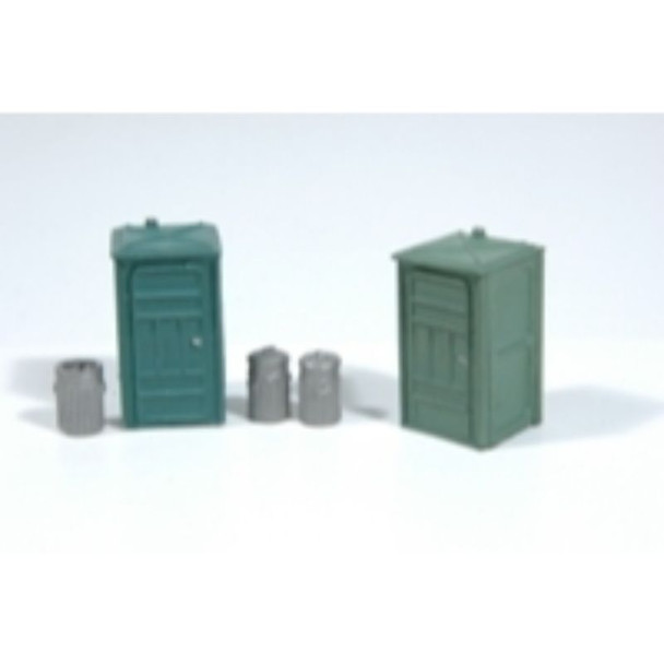 JL Innovative 499 - Port-a-Potty Set(2) & Garbage Cans(3)    - HO Scale Kit