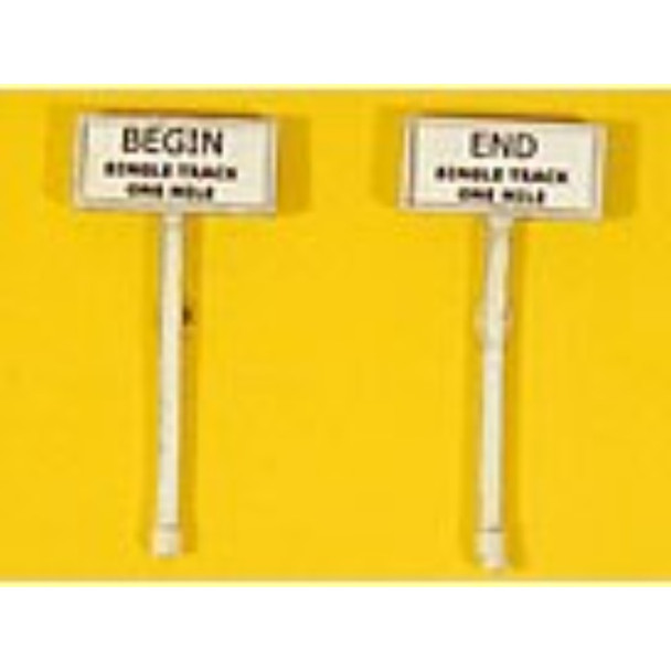 JL Innovative 840 - Begin/End Single Track Signs (2)    - HO Scale