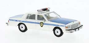 Brekina 19710 - 1987 Chevrolet Caprice Sedan New York Police Department NYPD Transit Police (white, blue)  - HO Scale