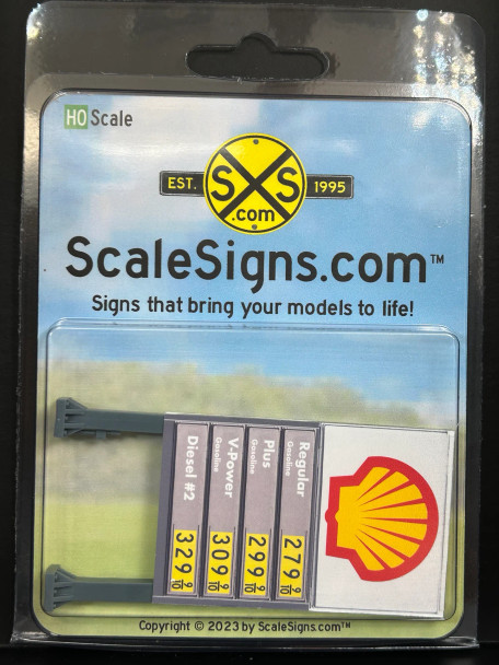 ScaleSigns HO-1112-001-v01 - Gas Station Price Sign Shell v01  - HO Scale