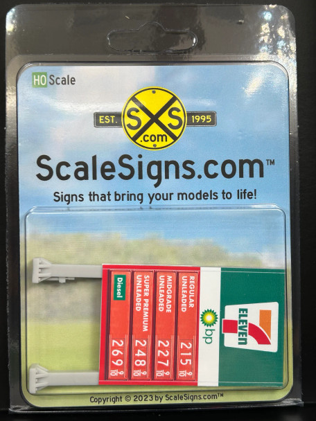 ScaleSigns HO-1112-007-v02 - Gas Station Price Sign 7-11 with BP  - HO Scale