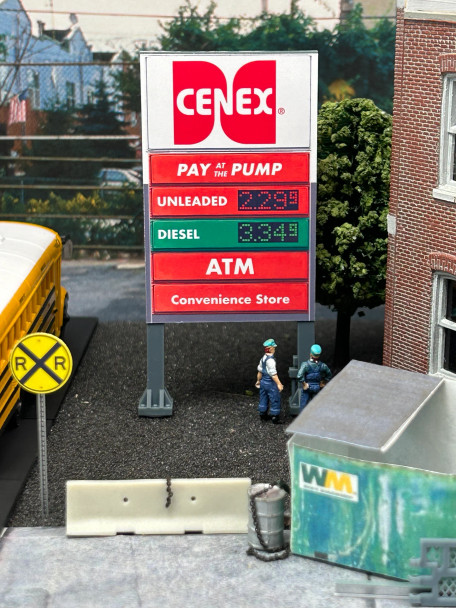 ScaleSigns HO-1112-017 - Gas Station Price Sign Cenex  - HO Scale