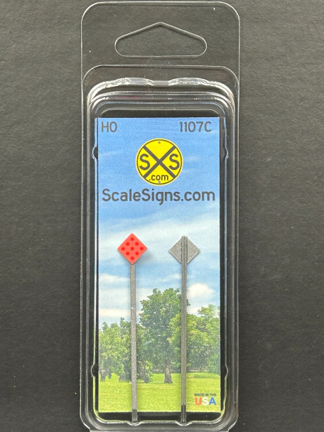 ScaleSigns HO-1100-004-v02-C - Red Object Marker Sign and Pole  - HO Scale