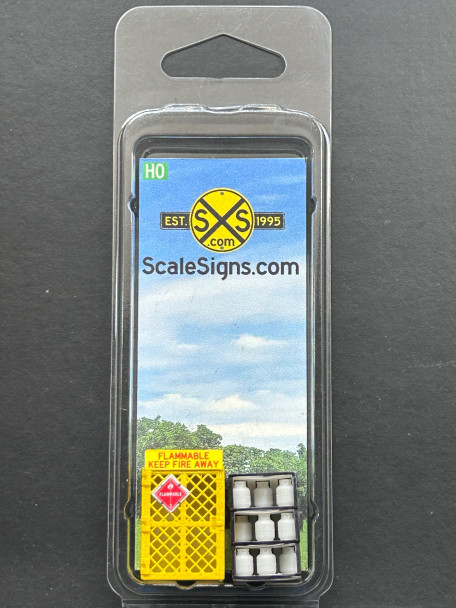 ScaleSigns HO-0015-005 - Propane Cage - Flammable Keep Fire Away  - HO Scale
