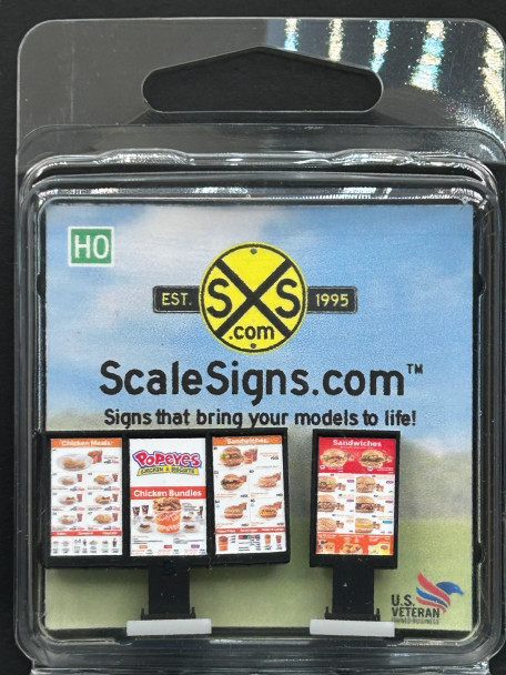ScaleSigns HO-0017-017-v01 - Drive Thru - Popeyes / Old  - HO Scale