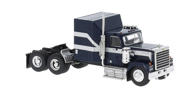 Brekina 85785 - 1980 GMC General Sleeper-Cab Tractor Black, White  - HO Scale