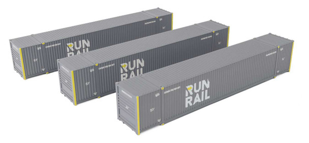 Walthers SceneMaster 949-18506 - 53' Singamas Corrugated Side Container 3-Pack Run Rail - HO Scale